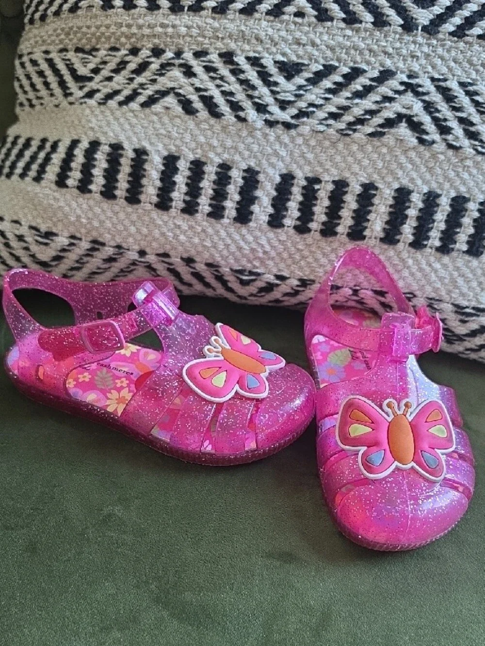 cupcakes & cashmere Kids Pink Glitter Butterfly Jelly Sandals